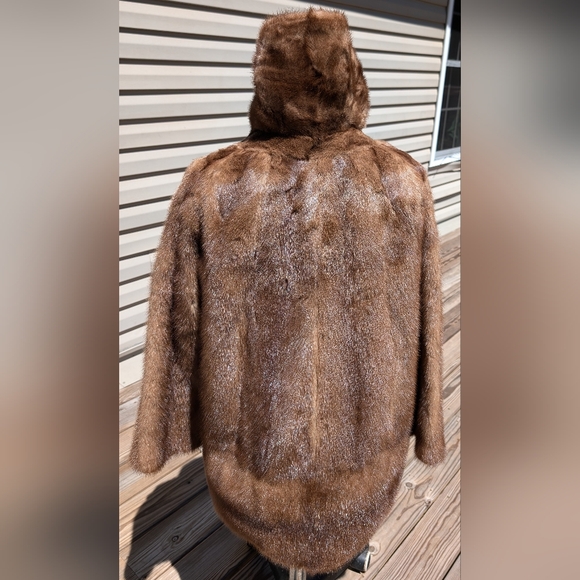 Vintage genuine mink fur jacket Shillitos fur Salon leather belt 50-60s coat - Picture 7 of 17